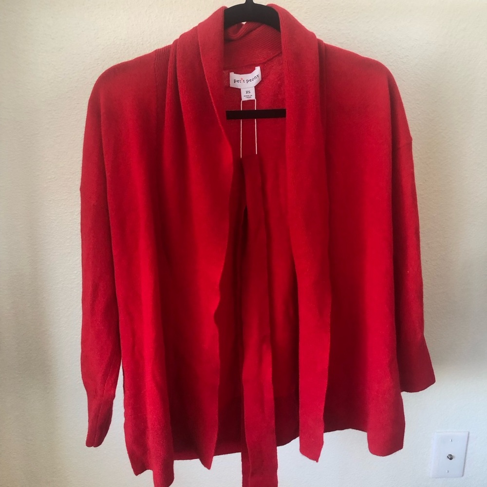 Petit Peony Cashmere Wrap Sweater in Red